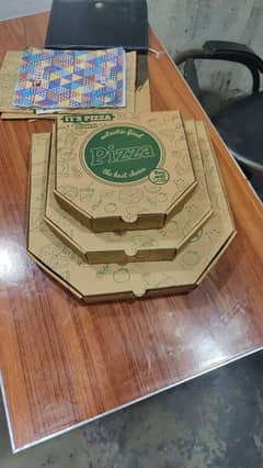 pizza box and food bags