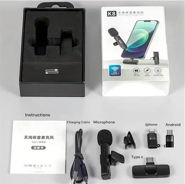 K8 Wireless 3-in-1 Noise Reduction Microphone 0