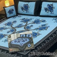 4 PCS crysteline cotton printed dubble bed sheet