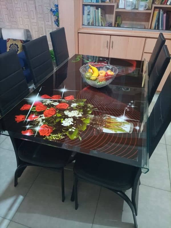 Glass table with matel chair for sale 0