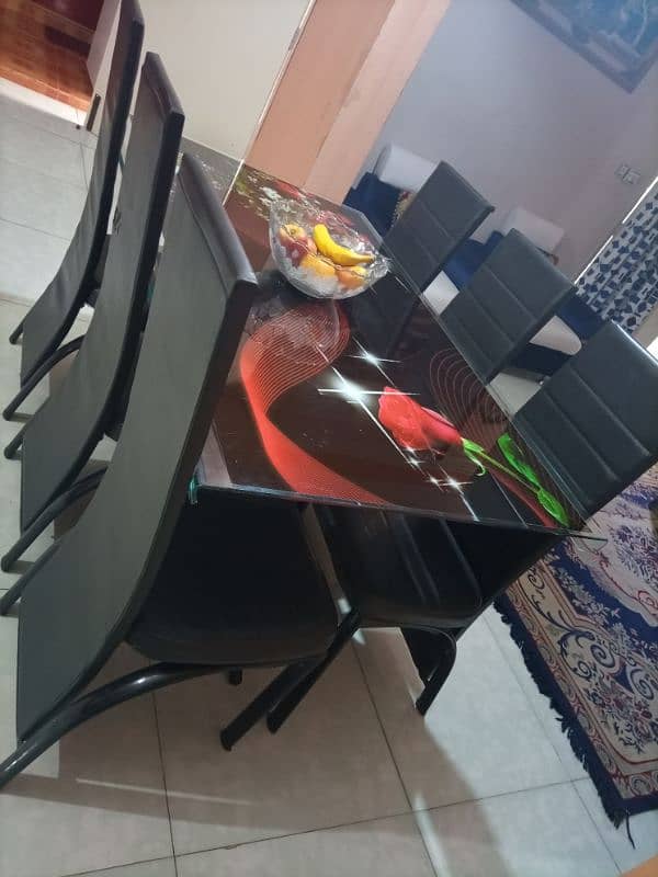 Glass table with matel chair for sale 2