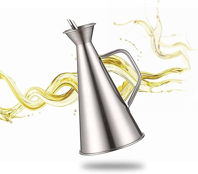 Conical Oil Dispenser Bottle Stainless Steel 500ML Leakproof Condiment 0