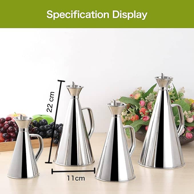 Conical Oil Dispenser Bottle Stainless Steel 500ML Leakproof Condiment 2