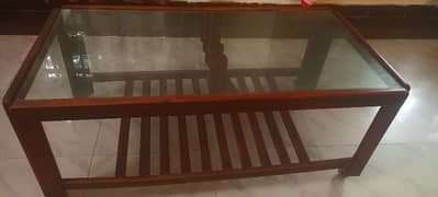 solid wood glass top beautiful central table for sale