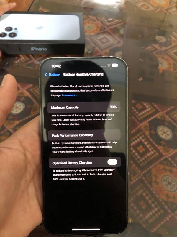 IPHONE 13 PRO MAX 128 90% FU WITH BOX LLA 10