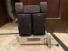 Amplifier ,2 sony speakers,3 sorrowing system