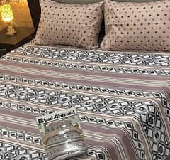 3 pcs Cotton Salonica Printed Double Bedsheet