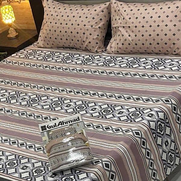 3 pcs Cotton Salonica Printed Double Bedsheet 1