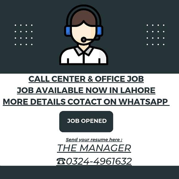 Call Center & Office job available for everyone in lahore 0