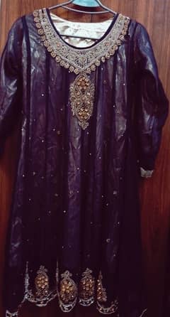 Gorgeous Purple Chiffon Frock | Heavy Embroidery| Party ,wedding wear