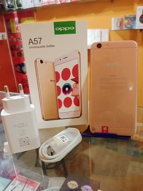 oppo A57 (4/64) Ram full new with box and charger lush condition 1