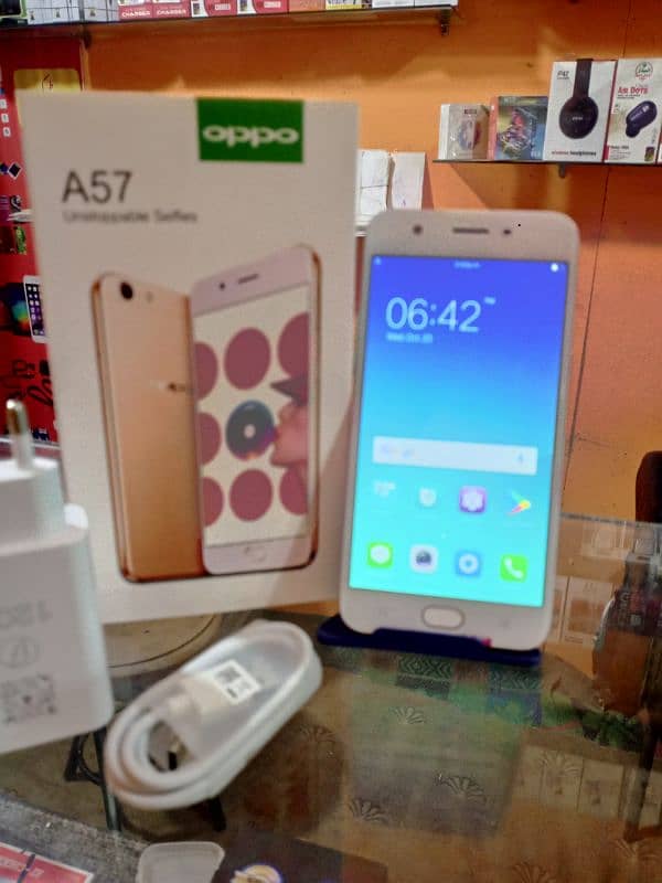 oppo A57 (4/64) Ram full new with box and charger lush condition 2