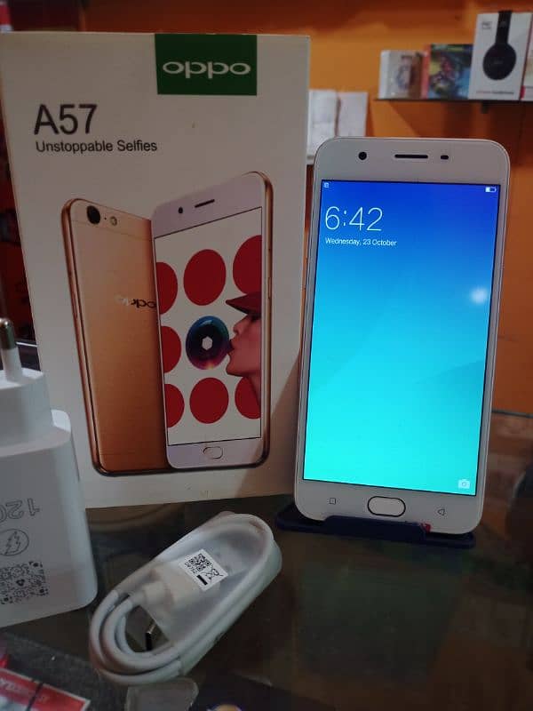 oppo A57 (4/64) Ram full new with box and charger lush condition 3