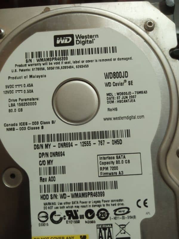 Hard drive 80gb some days use 0