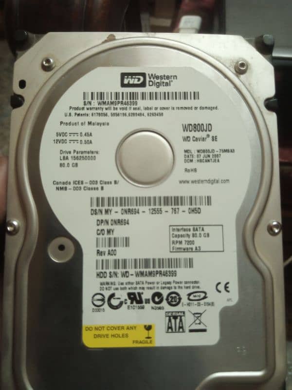 Hard drive 80gb some days use 2