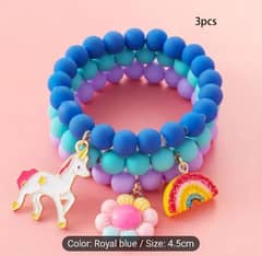 3 pieces cute unicorn/ sunflower/ rainbow charm beaded bracelets 0