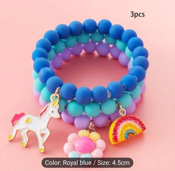 3 pieces cute unicorn/ sunflower/ rainbow charm beaded bracelets 0