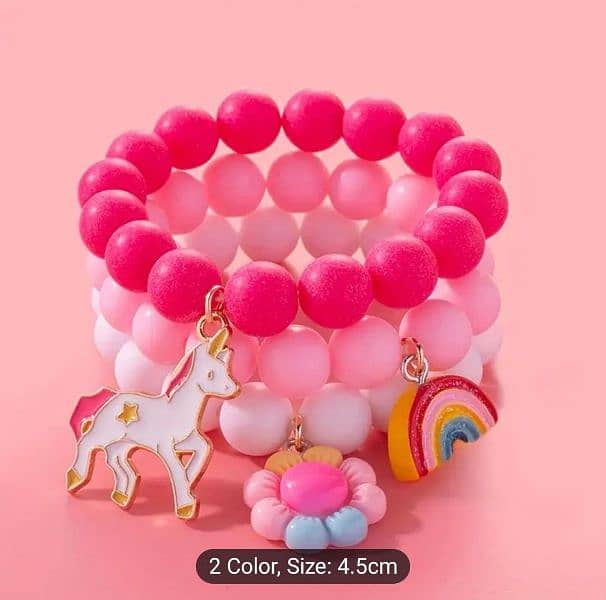 3 pieces cute unicorn/ sunflower/ rainbow charm beaded bracelets 1