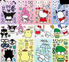 8 sheets mix puzzle sanrio stickers