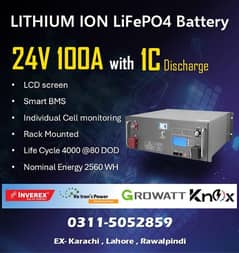 Lithium battery 24V 100A