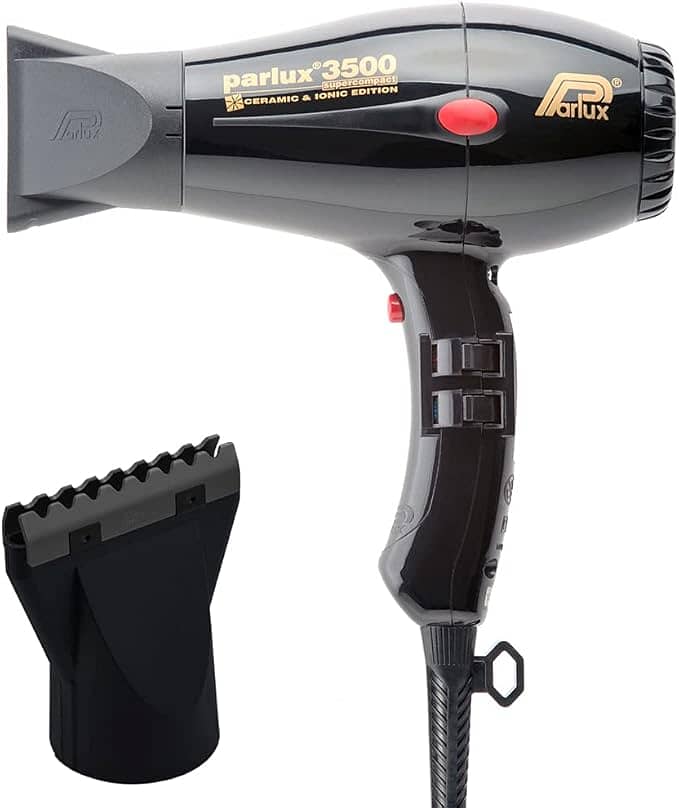 Parlux 3500 Super Compact Ceramic and Ionic Black Hair Dryer and M Hai 0