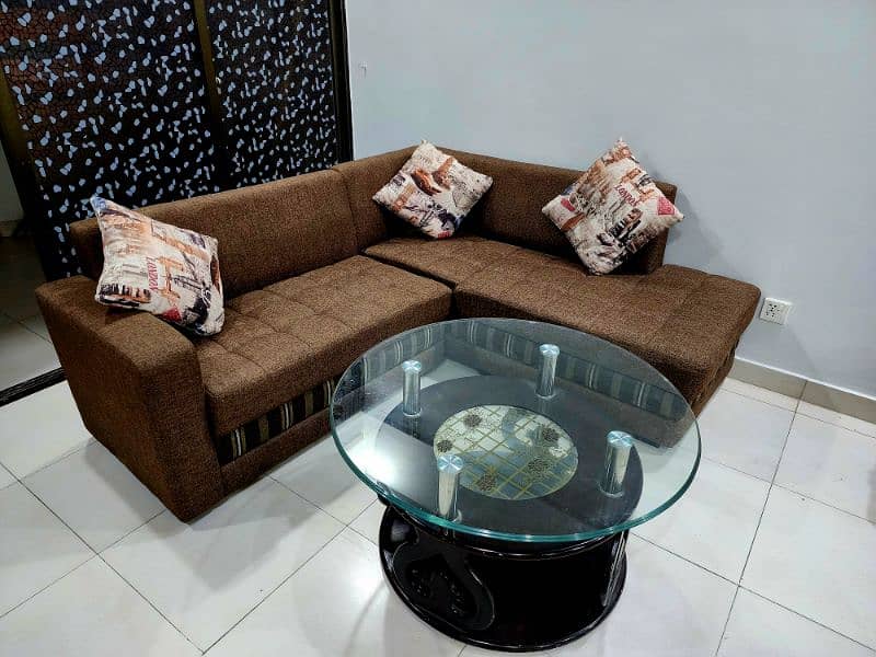 L Shaped Sofa with Table 0