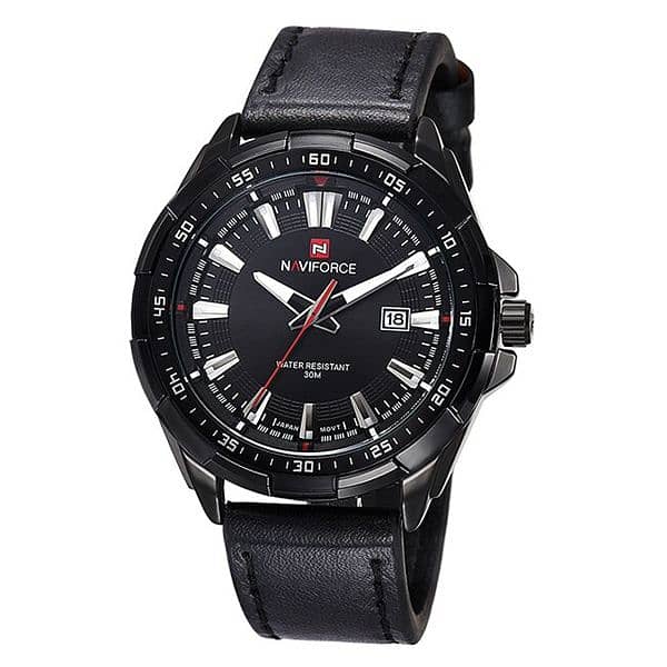 NaviForce NF9056 men’s wrist watch in black leather strap 0