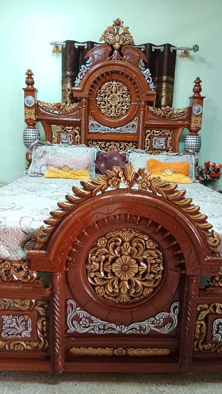 Chinyoti King Bed Wooden Bed Dressing 1