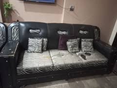 6 seater sofa set in black color