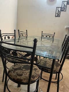 Wrought Iron Dining Table with Glass Top