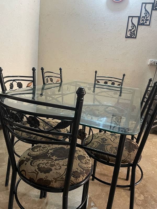 Wrought Iron Dining Table with Glass Top 0