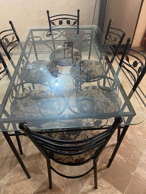 Wrought Iron Dining Table with Glass Top 1