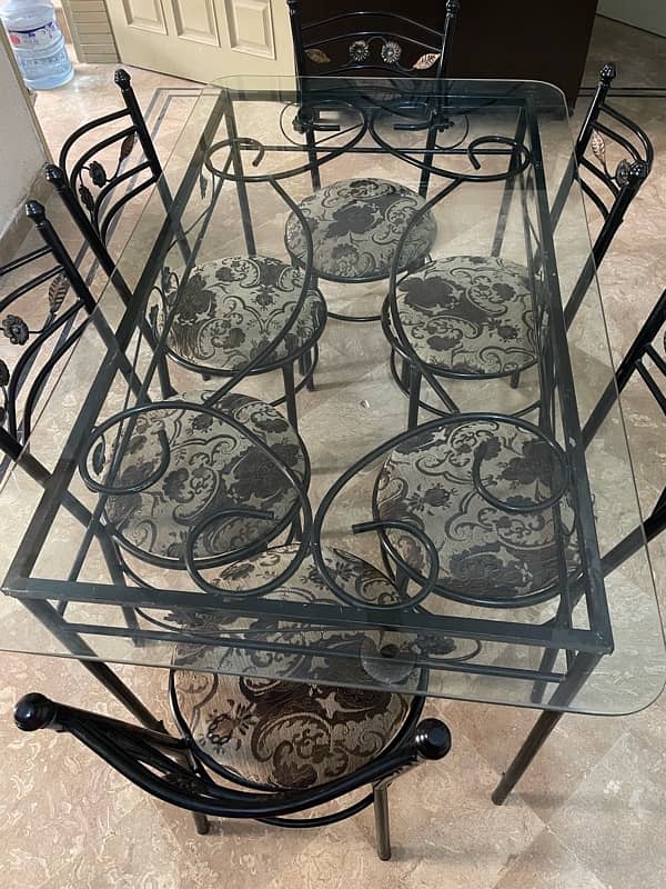 Wrought Iron Dining Table with Glass Top 2