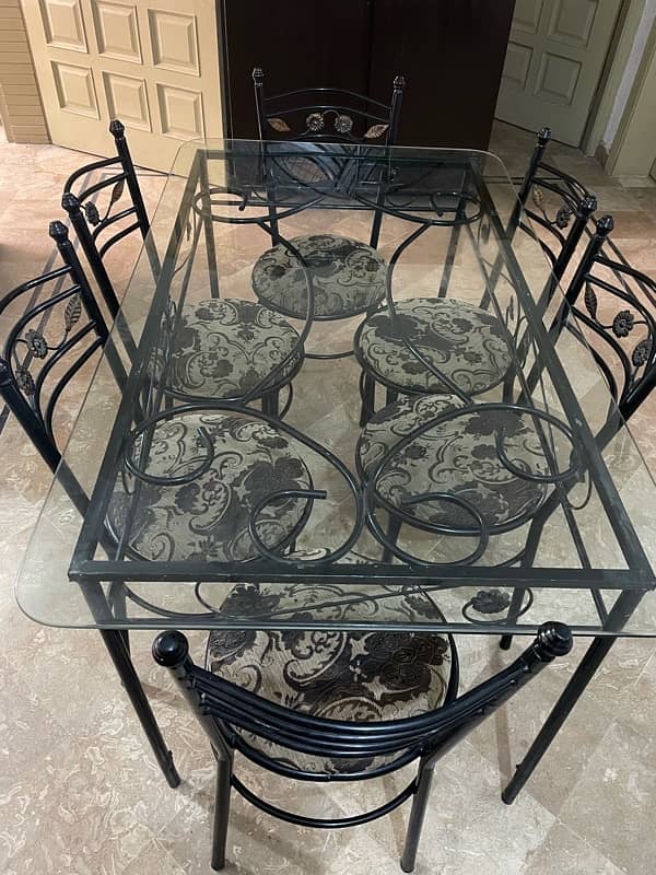 Wrought Iron Dining Table with Glass Top 3