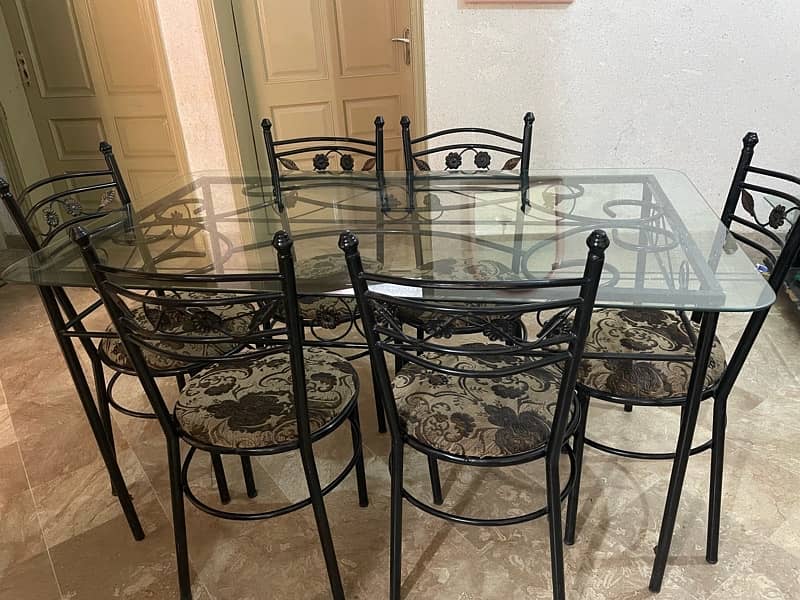 Wrought Iron Dining Table with Glass Top 5