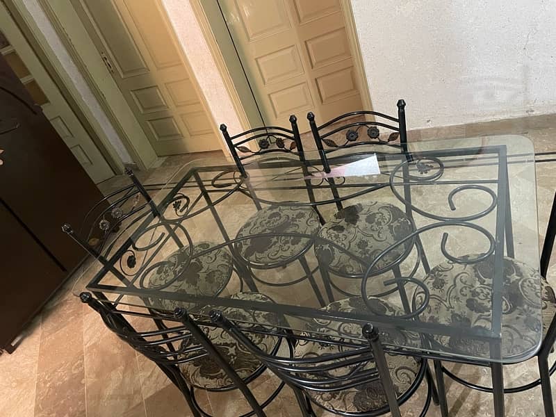 Wrought Iron Dining Table with Glass Top 7