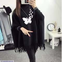 Women's Butterfly Printed Poncho Cape Shawl - Elegant & Trendy