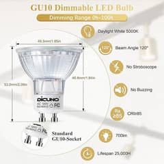 DiCUNO GU10 LED Bulb Dimmable, Daylight White 5000K, 60W Equivalent, H