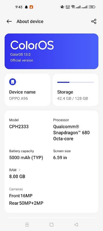 Oppo A96 8gb / 128gb 8