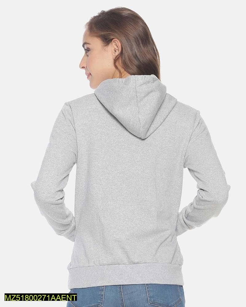 1 Pc Women's Stitched Fleece Printed Hoodie, Buy One Get One Free 2