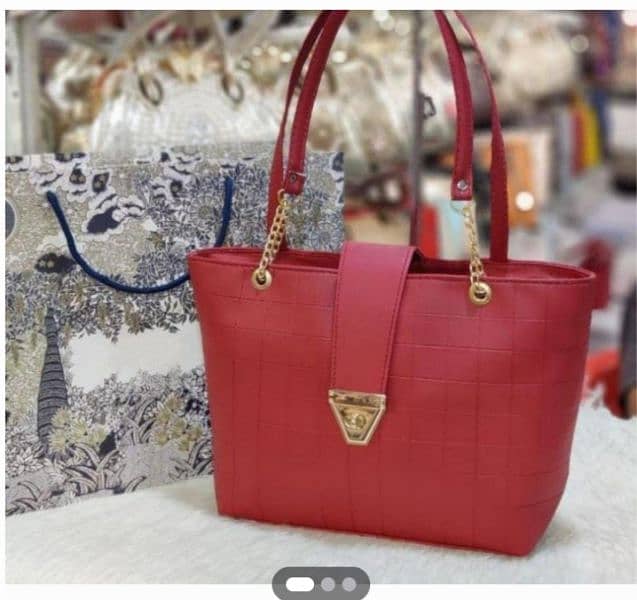 women pu leather handle shoulder Bag 2