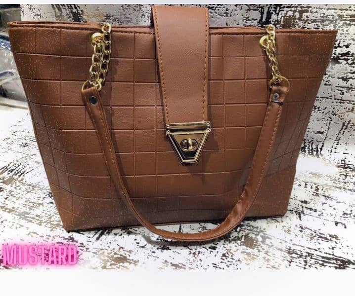 women pu leather handle shoulder Bag 3