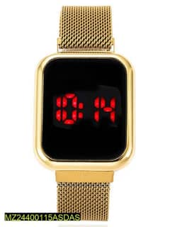 LED display digital watch with magnatic strap