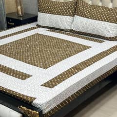 3 Pcs Cotton Shotton Patchwork Double Bedsheet.