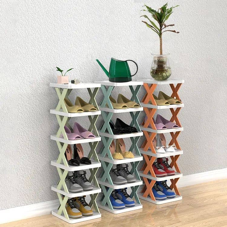 6 Layer X Shap Stackable Shoe Rack Shoe Stand Support Home Door 2