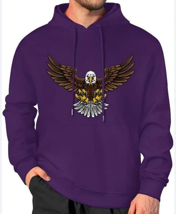 1 Pc men's Fleece Printed Hoodie. 1