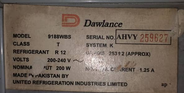 Dawlance Refrigerator model 9188 wbs - Refrigerators - 1094508744