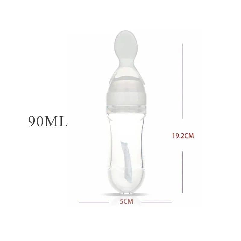 Infant Baby Silica Gel Bottle with a spoon newborn baby food 1