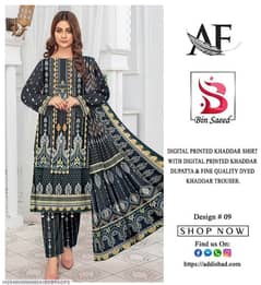 3 Psc women's, Unstitched Khaadar Digital print suite