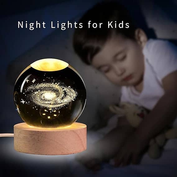 Crystal Ball Night Light Glowing Planet Galaxy Astronaut 3d Moon Table 2